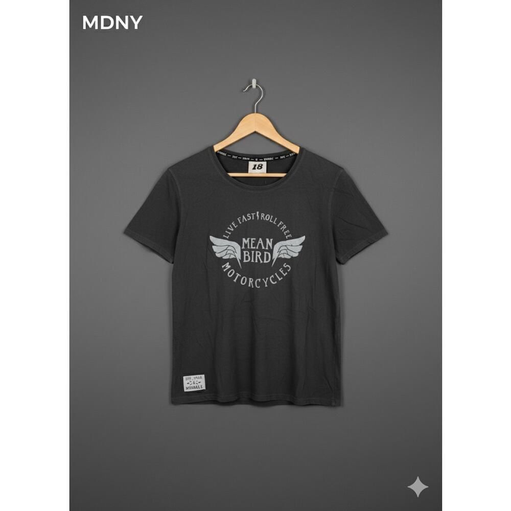 New Mean Bird Free Bird Roll Free Motorcycle Black Tee Shirt T-Shirt 18 Men's S